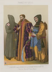 Boeteling in de tijd van Hendrik III met een edelman en priester