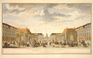 Perspectief Zicht op de Place de Louis le Grand met de Kamers gebouwd voor de gelegenheid van het Huwelijk van Monseigneur le Dauphin