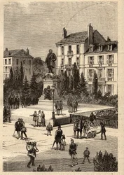 Place Thiers - centrum van de stad Nancy, in het departement Meurthe-et-Moselle, in de regio Lotharingen - gravure in 