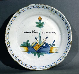 Bord met de Vrijheidsboom, verklarend Vrijheid of Dood, ca. 1792
