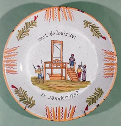 Bord met Frans Revolutionair motief ter herdenking van de executie van Lodewijk XVI op 21 januari 1793