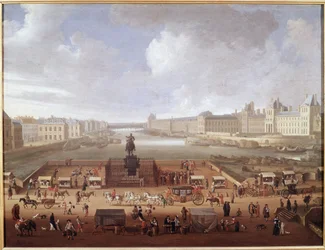 Pont-Neuf, Parijs, gezien vanaf de ingang naar Place Dauphine