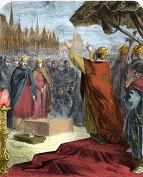 Paus Alexander III (Orlando Bandinelli) legde in 1163 de eerste steen van de kathedraal van Notre Dame de Paris (Notre-Dame) in aanwezigheid van koning Lodewijk VII van Frankrijk en de bisschop Maurice de Sully.