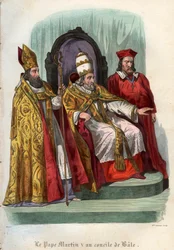 Paus Martinus V (1368-1431) op het Concilie van Basel (Concile de Bale) in 1431