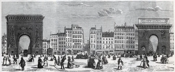 Porte Saint-Denis en rue faubourg Saint Denis - porte saint Martin en rue faubourg Saint-Martin Gravure in 