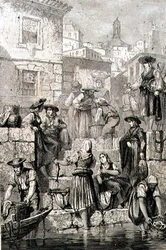 Porto Vissers in de jaren 1860 (gravure)