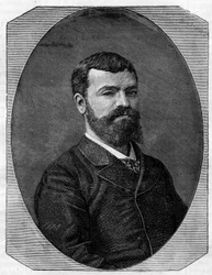 Portret van Henri-Paul (Henri Paul) Nenot (1853-1934), Franse architect, die de Nieuwe Sorbonne van Parijs realiseerde. Gravure in 