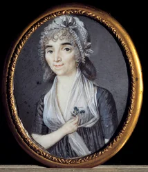 Portret van Albertine Marat, zus van Jean-Paul Marat. Anonieme Franse miniatuur
