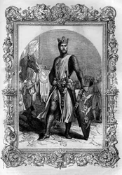 Portret van Alfred de Grote (846-899). Gravure in 