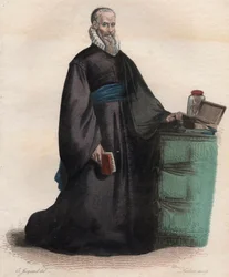 Portret van Ambroise Pare (1509-1590), Franse chirurg. Illustratie uit 