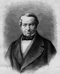 Portret van Baron James de Rothschild, Duitse bankier. Gravure in 