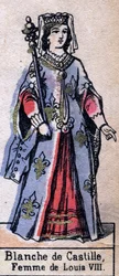 Portret van Blanche de Castille (1188-1252), vrouw van Lodewijk VIII van Frankrijk. (Capetingische dynastie). Illustratie eind 19e eeuw.