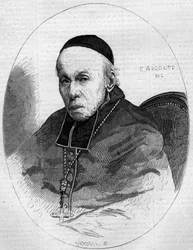 Portret van kardinaal Alexis Billiet (1783-1873), aartsbisschop van Chambéry, Savoie (73). Gravure in 