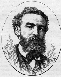 Portret van Charles Busson (1822-1908), Franse schilder. Gravure in "Le Monde Illustré" n°890 van 2 mei 1874.