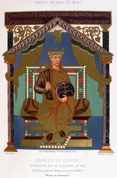 Portret van Karel II de Kale (823-877) gekroond tot koning van Lotharingen in 860