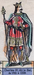 Portret van Karel IV van Frankrijk, bekend als Karel de Schone (1294-1328) (dynastie van de Capetianen). Illustratie eind 19e eeuw.