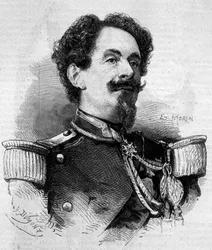 Portret van Charles Victor Frebault (Generaal Frebault) (1813-1888), Gouverneur van Guadeloupe. Gravure in 