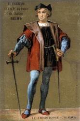 Portret van Christoffel Columbus. Chromolithografie uit de 19e eeuw