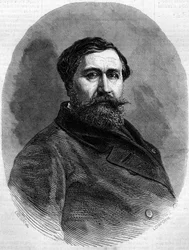 Portret van graaf Alfred Emilien de Nieuwerkerke (1811-1892), Franse beeldhouwer en hoge ambtenaar. Gravure in 