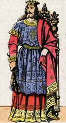 Portret van Dagobert I (ca. 600-639) koning van Austrasië (623 tot 629), koning van alle Franken (629 tot 634), koning van Neustrië en Bourgondië (634 tot 639).