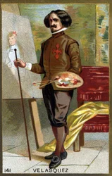 Portret van Diego Rodriguez de Silva y Velazquez, Diego Velasquez (1599-1660). Chromolithografie van het einde van de 19e eeuw