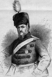Portret van Frederik VII (1808-1863), koning van Denemarken. Gravure in "Le Monde Illustré" n°346 van 28 november 1863.