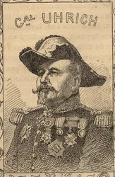 Portret van de Franse generaal Jean-Jacques Uhrich - 1870-71 (gravure)