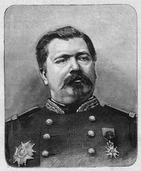 Portret van generaal Davout, grootkanselier van het Legioen van Eer. Gravure in "La gazette du dimanche" van 12 december 1895