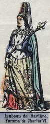 Portret van Isabeau (Isabelle, Elisabeth) van Beieren (1371-1435), vrouw van Karel VI van Frankrijk. (Capetische dynastie). Illustratie eind 19e eeuw.