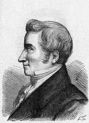 Portret van J. M. Delpech - in Album van Wetenschap; beroemde geleerden; Grote ontdekkingen 1896