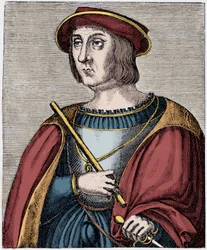 Portret van Jacques II de Chabannes (La Palice) (1470-1525) gravure uit 