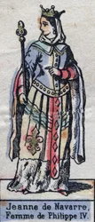 Portret van Jeanne I van Navarra (1273-1304), vrouw van Filips IV van Frankrijk. (Capetingse dynastie). Illustratie eind 19e eeuw.