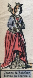 Portret van Jeanne de Bourbon (1337-1378), vrouw van Karel V van Frankrijk. Illustratie eind 19e eeuw.