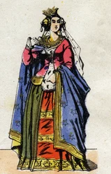 Portret van Johanna van Bourgondië (ca. 1291-1330), vrouw van Filips V van Frankrijk. (Capetingische dynastie).