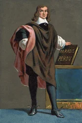 Portret van John Milton, Engelse dichter en essayist (1608 - 1674)
