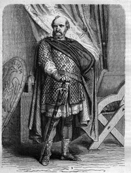 Portret van koning Etienne (Stephen) de Blois (1096-1154), laatste Normandische koning van Engeland. Gravure in 