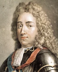 Portret van Louis-Joseph van Bourbon, hertog van Vendome, kleurgravure