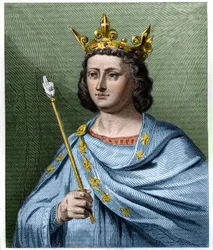 Portret van Lodewijk X de Twistzieke (1289-1316), koning van Frankrijk - in „Histoire des Français“ van Lavallée, gravure, z.d.