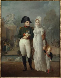 Portret van Napoleon I en Marie Louise met hun zoon, koning van Rome Napoleon II, hertog van Reichstadt in de Tuilerieën