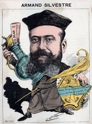 Portret van Paul Armand (Paul-Armand) Silvestre (1837-1901), Franse dichter - cartoon door anderen (Collignon en Tocqueville) in 