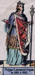 Portret van Filips II van Frankrijk, bekend als Filips Augustus (1165-1223) (dynastie van de Capetingen). Illustratie eind 19e eeuw.