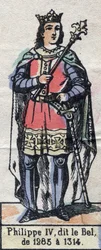Portret van Filips IV van Frankrijk, bekend als Filips de Schone (1268-1314) (dynastie van de Capetingen). Illustratie eind 19e eeuw.