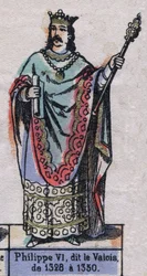 Portret van Filips VI van Frankrijk, bekend als Filips de Valois (1294-1350). Illustratie eind 19e eeuw.