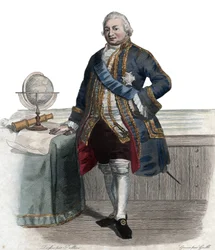 Portret van Pierre André de Suffren de Saint Tropez, baljuw van Suffren (1729-1788), Franse admiraal. Illustratie uit 