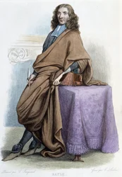 Portret van Pierre Bayle, Franse filosoof en schrijver (1647-1706) - in "Le Plutarque francais", door Mennechet