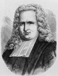Portret van Pieter van Musschenbroek (1692 - 1761), Nederlandse natuurkundige, uitvinder van de eerste elektrische condensator (Leydenfles) in 1745 - in 