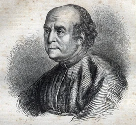 Portret van paus Nicolaas V (1398-1455) Gravure in "Geschiedenis van de pausen" (...) Misdrijven van de koningin, koning en keizers door de eeuwen heen" door Maurice Lachatre