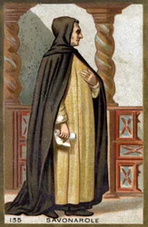 Portret van Savonarola (1452-1498) Girolamo Savonarola. Chromolithografie van het einde van de 19e eeuw