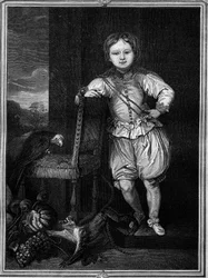 Portret van Theophylacte, paus onder de naam Benedictus IX (van 1032 tot 1044, daarna in 1045 en 1047-1048) geïnstalleerd op 12-jarige leeftijd - Gravure in 