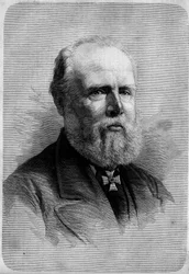 Portret van Willem III (1817-1890), koning van Nederland. Gravure in 